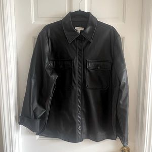 Top Shop Faux Leather Button Down (12)